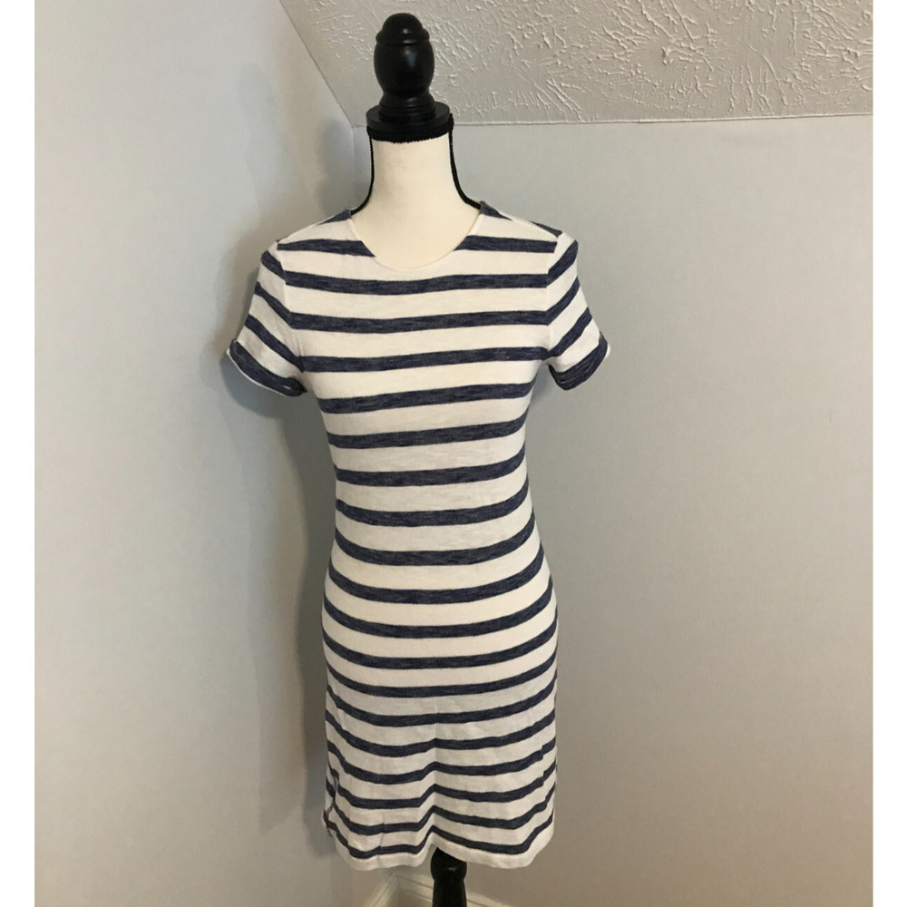 Alice + Olivia Blue White Striped Mini Dress Rolled Sleeve Cotton XS - Picture 2 of 9